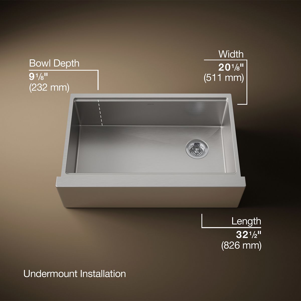 3/4 view of product with dimensions