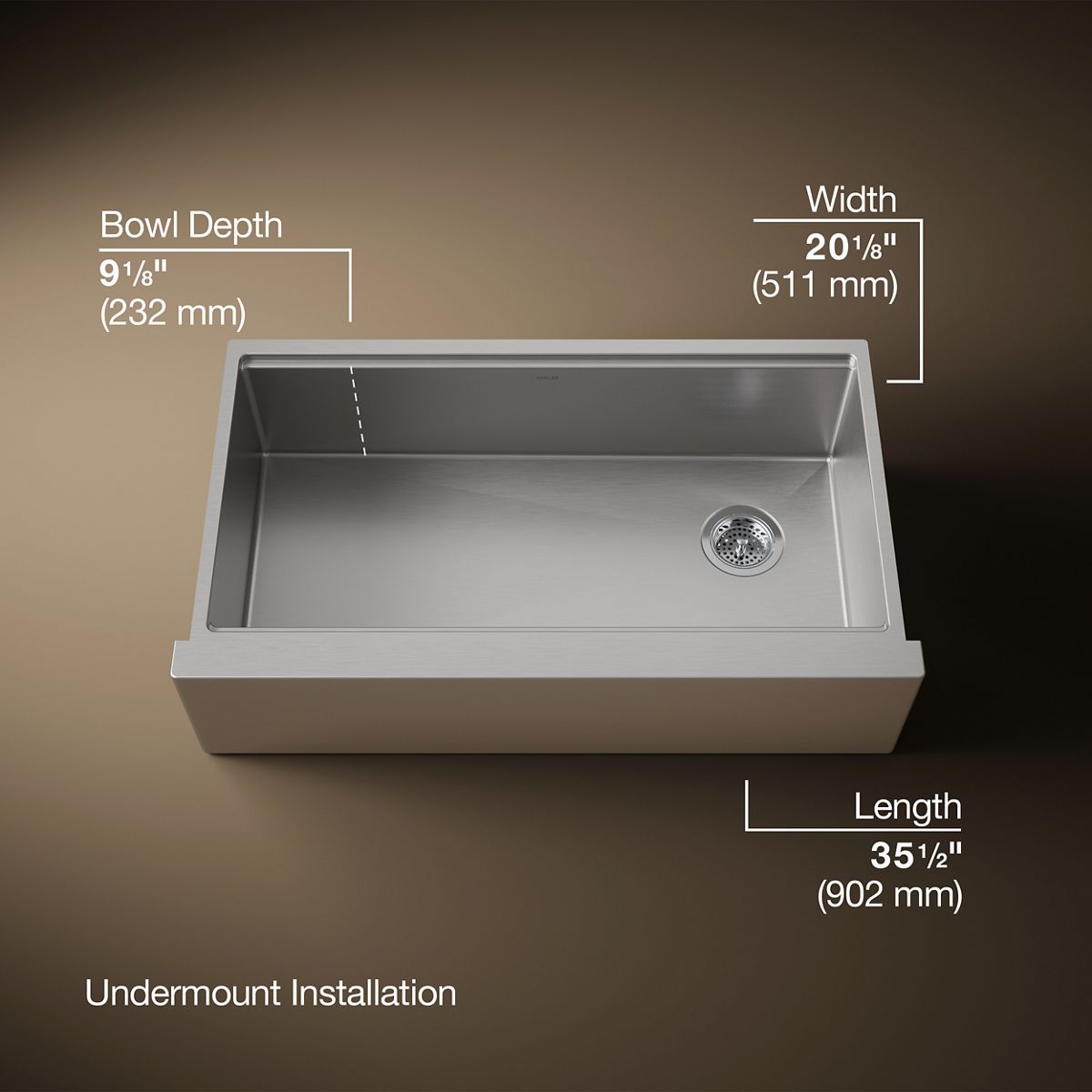 3/4 view of product with dimensions