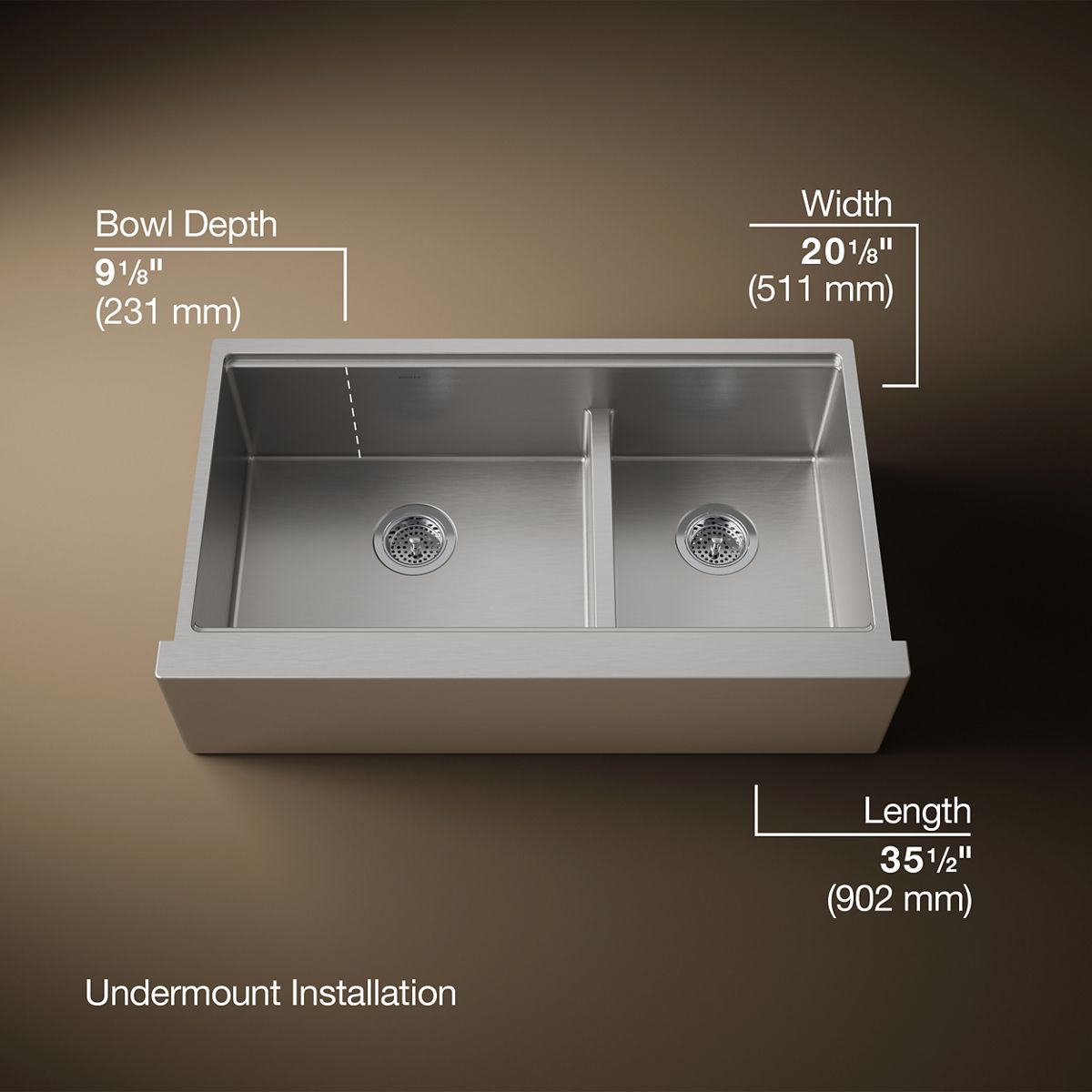 3/4 view of product with dimensions