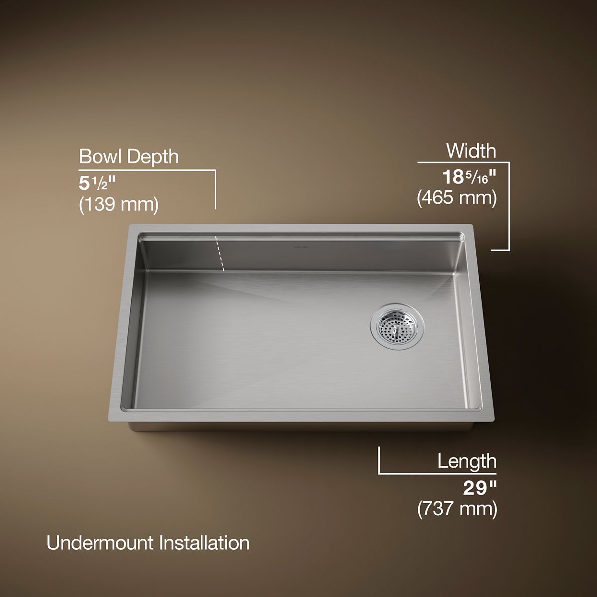 3/4 view of product with dimensions