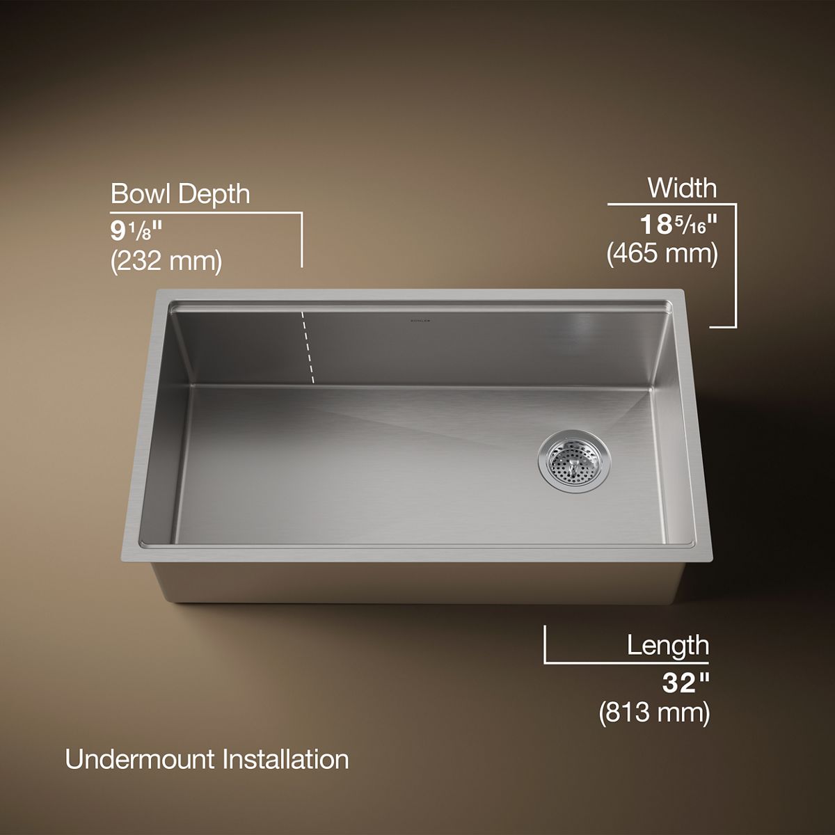 3/4 view of product with dimensions
