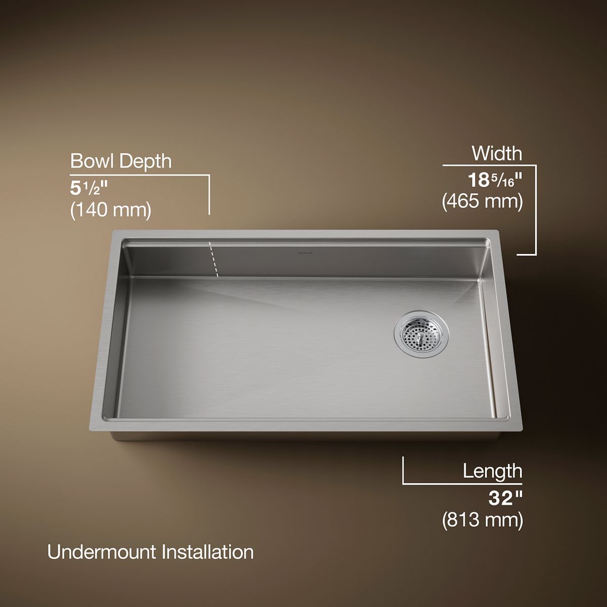 3/4 view of product with dimensions