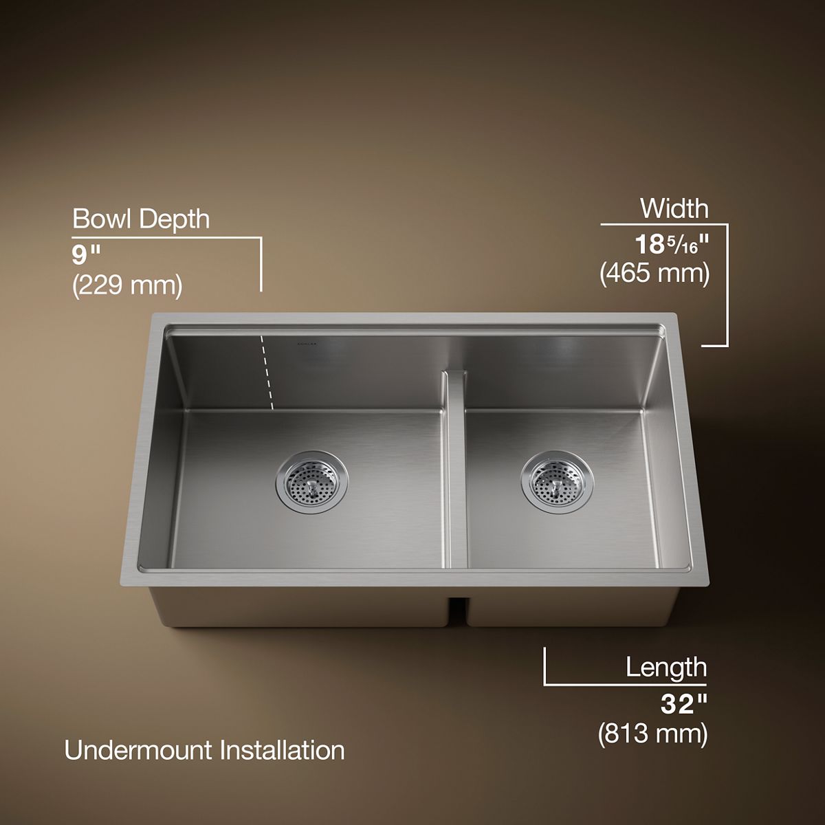 3/4 view of product with dimensions