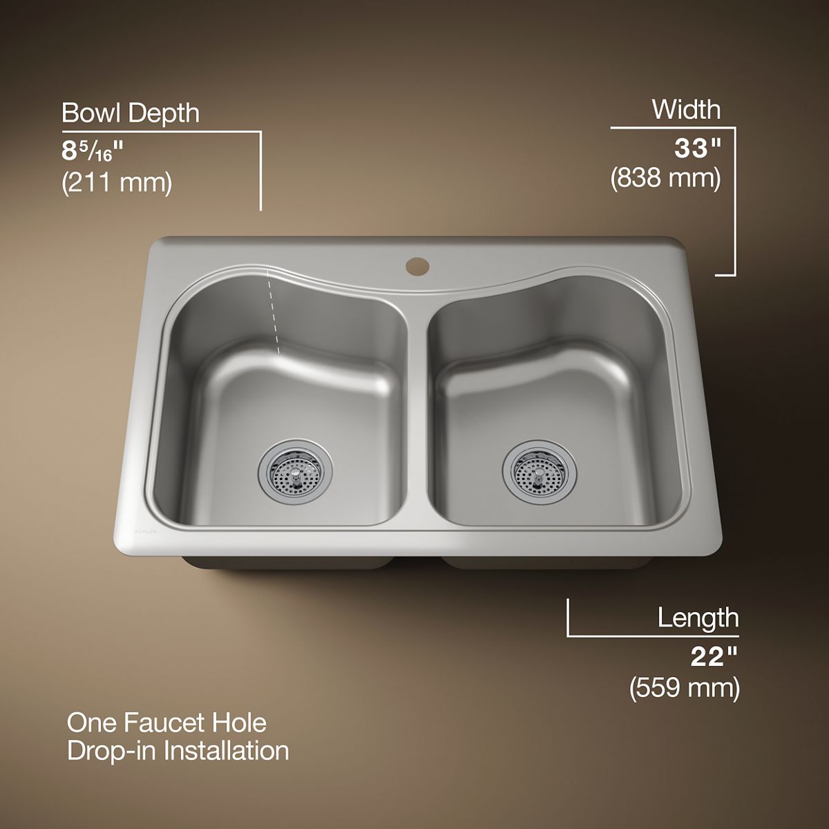 3/4 view of product with dimensions