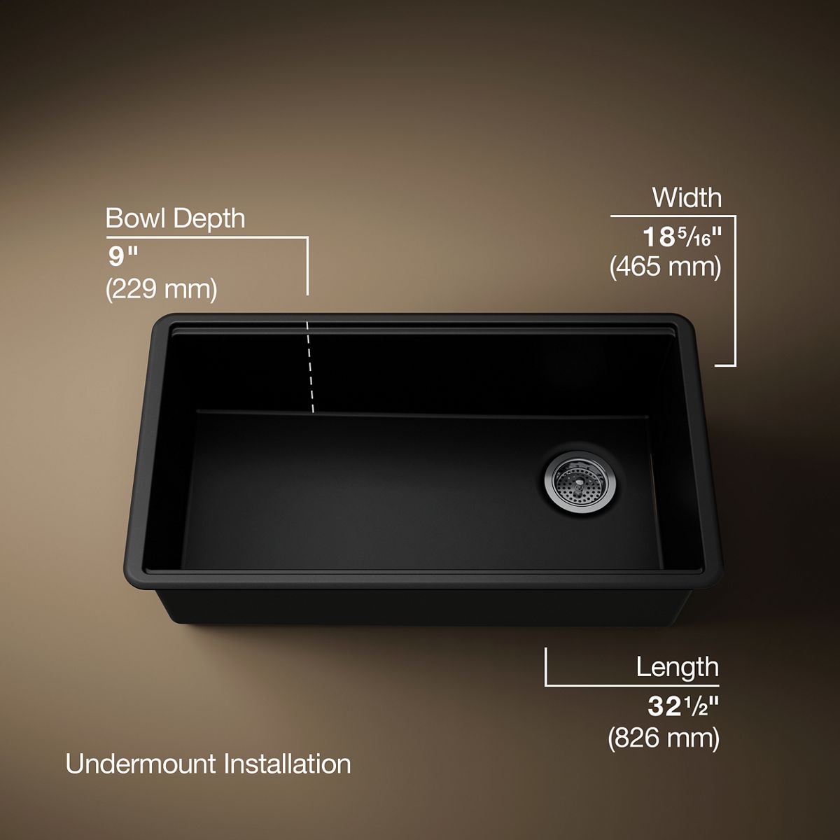 3/4 view of product with dimensions
