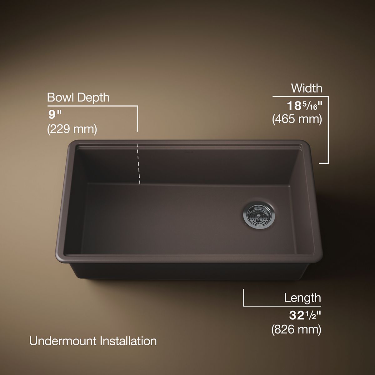 3/4 view of product with dimensions