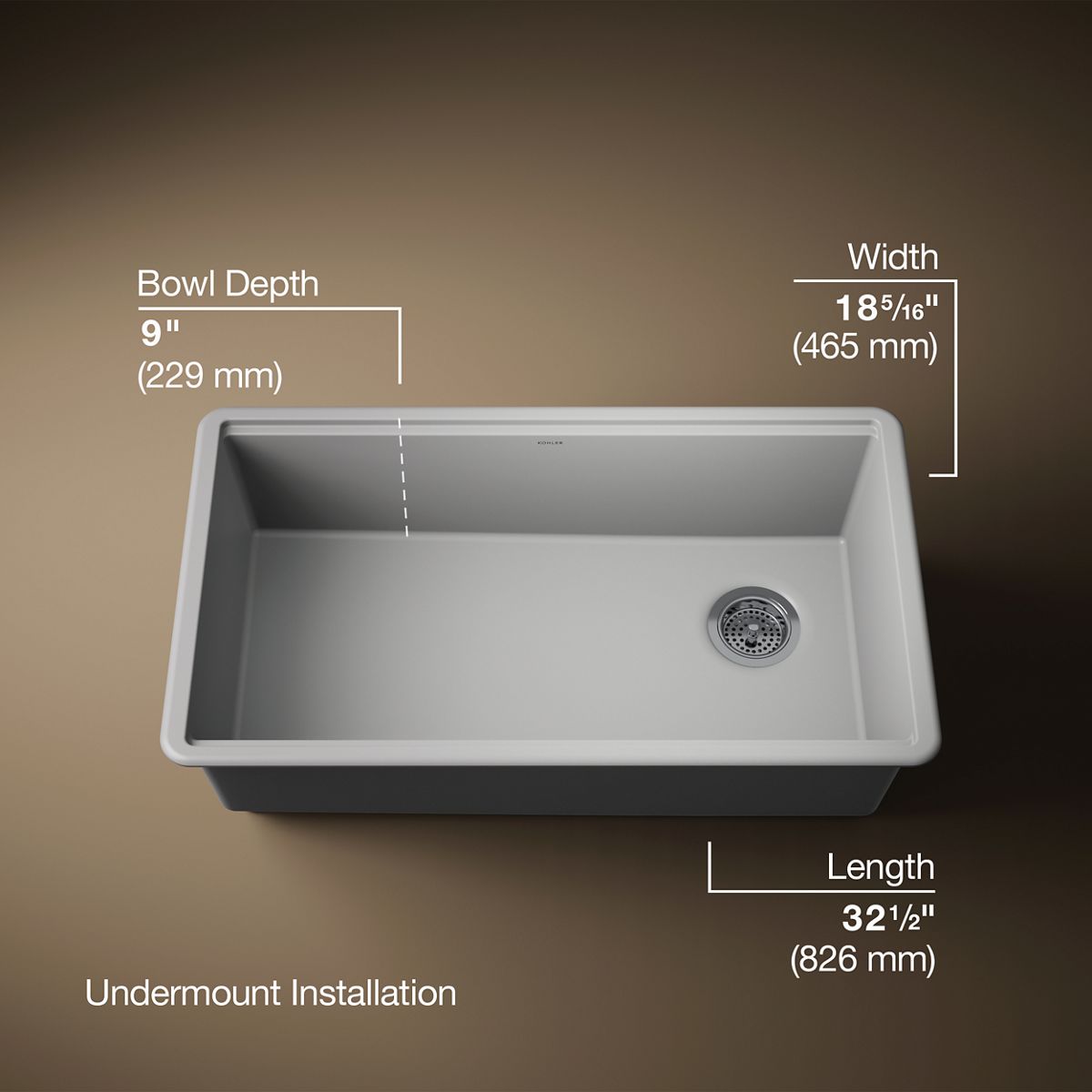 3/4 view of product with dimensions