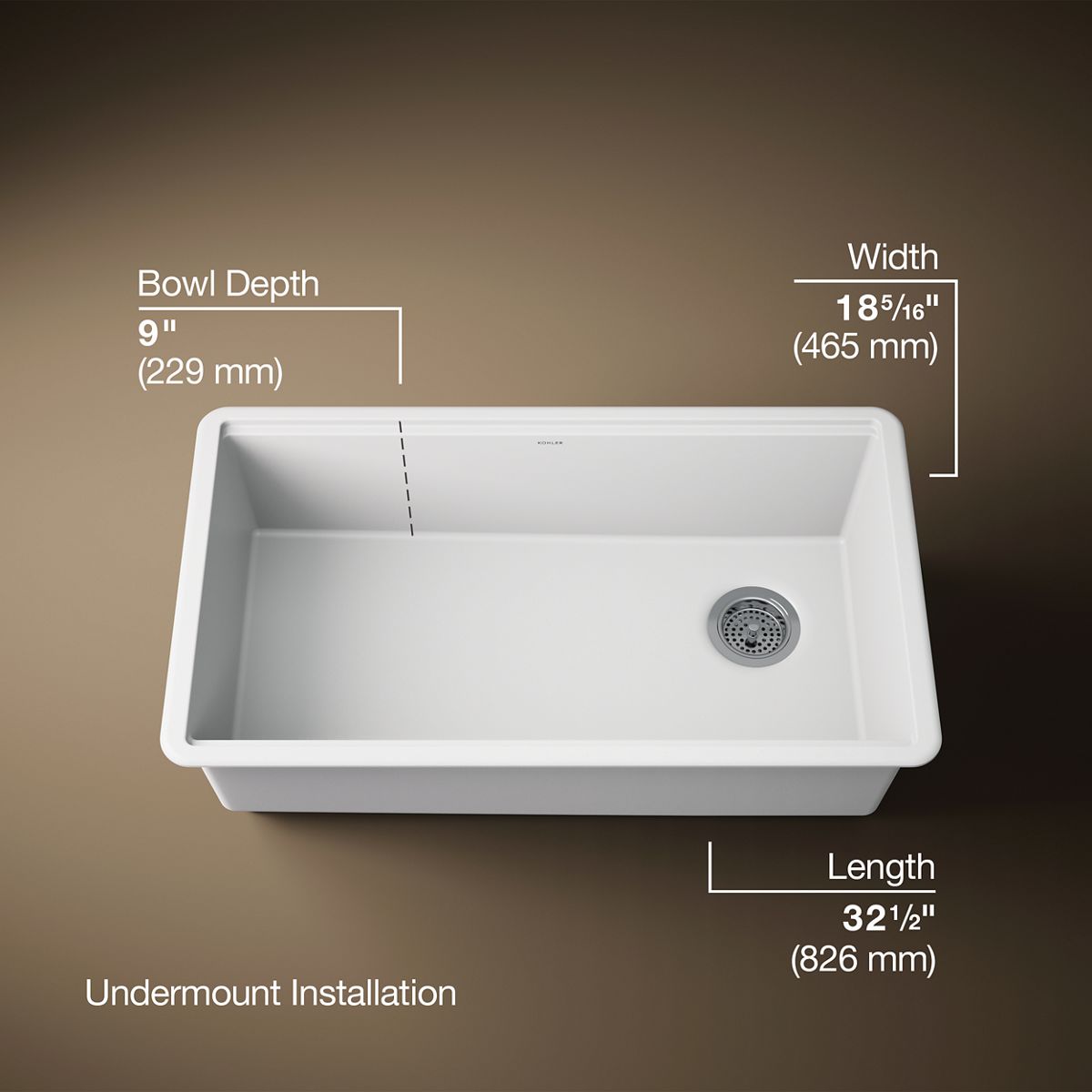 3/4 view of product with dimensions