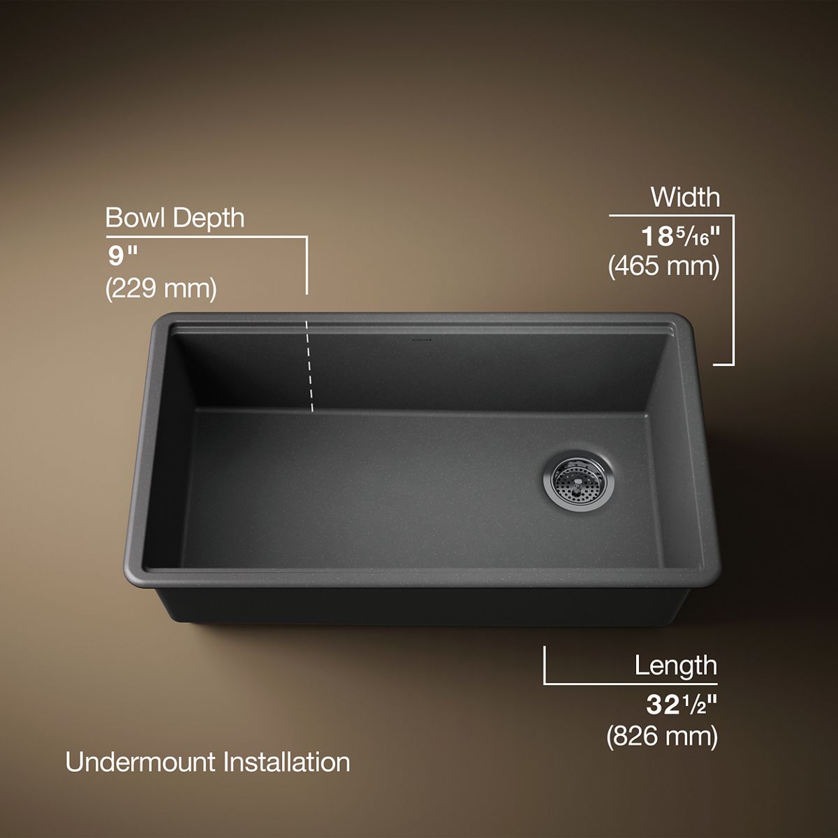 3/4 view of product with dimensions