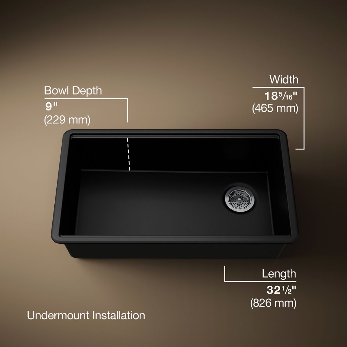 3/4 view of product with dimensions