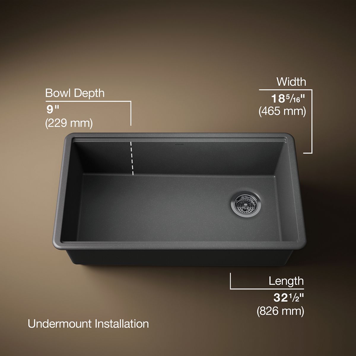 3/4 view of product with dimensions
