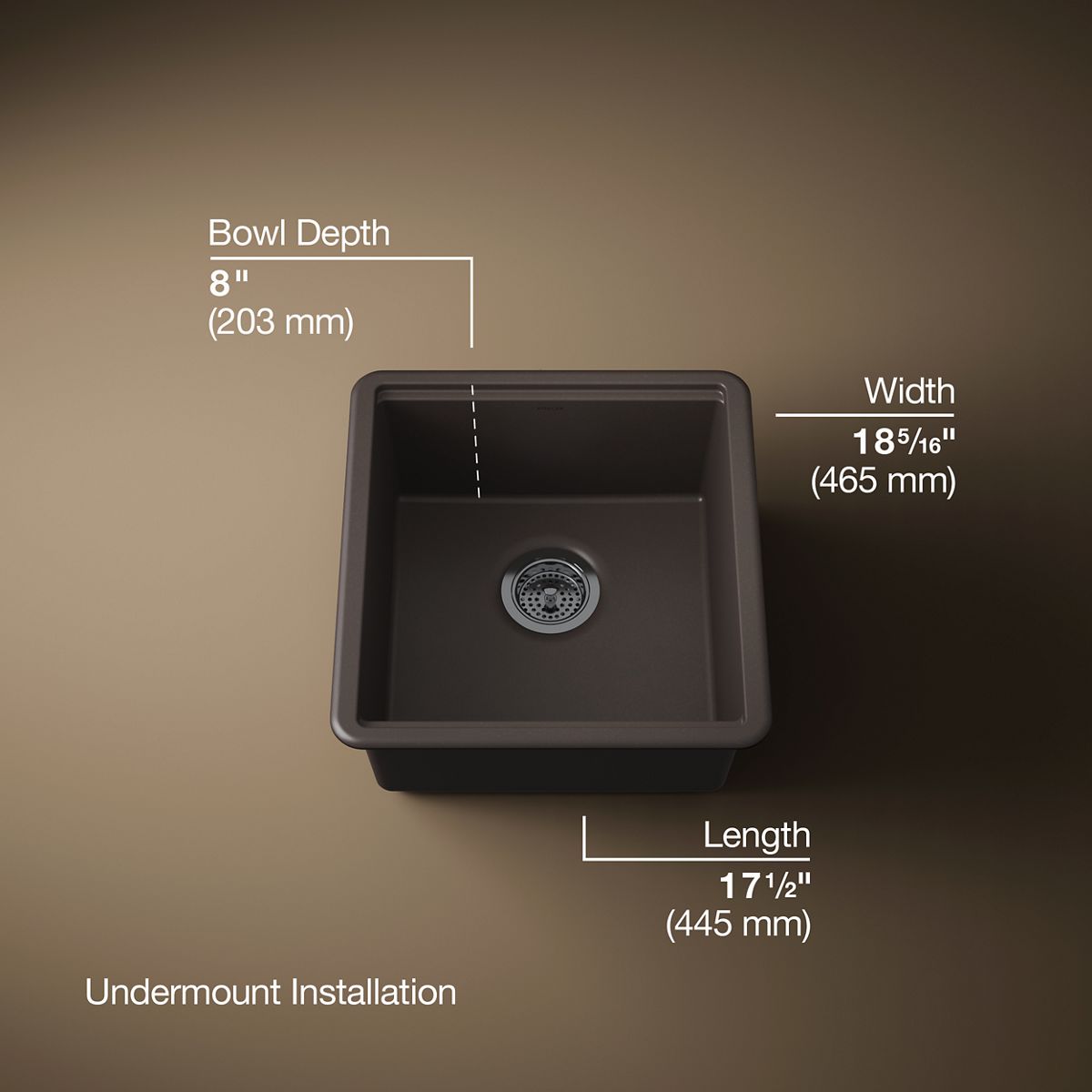 3/4 view of product with dimensions