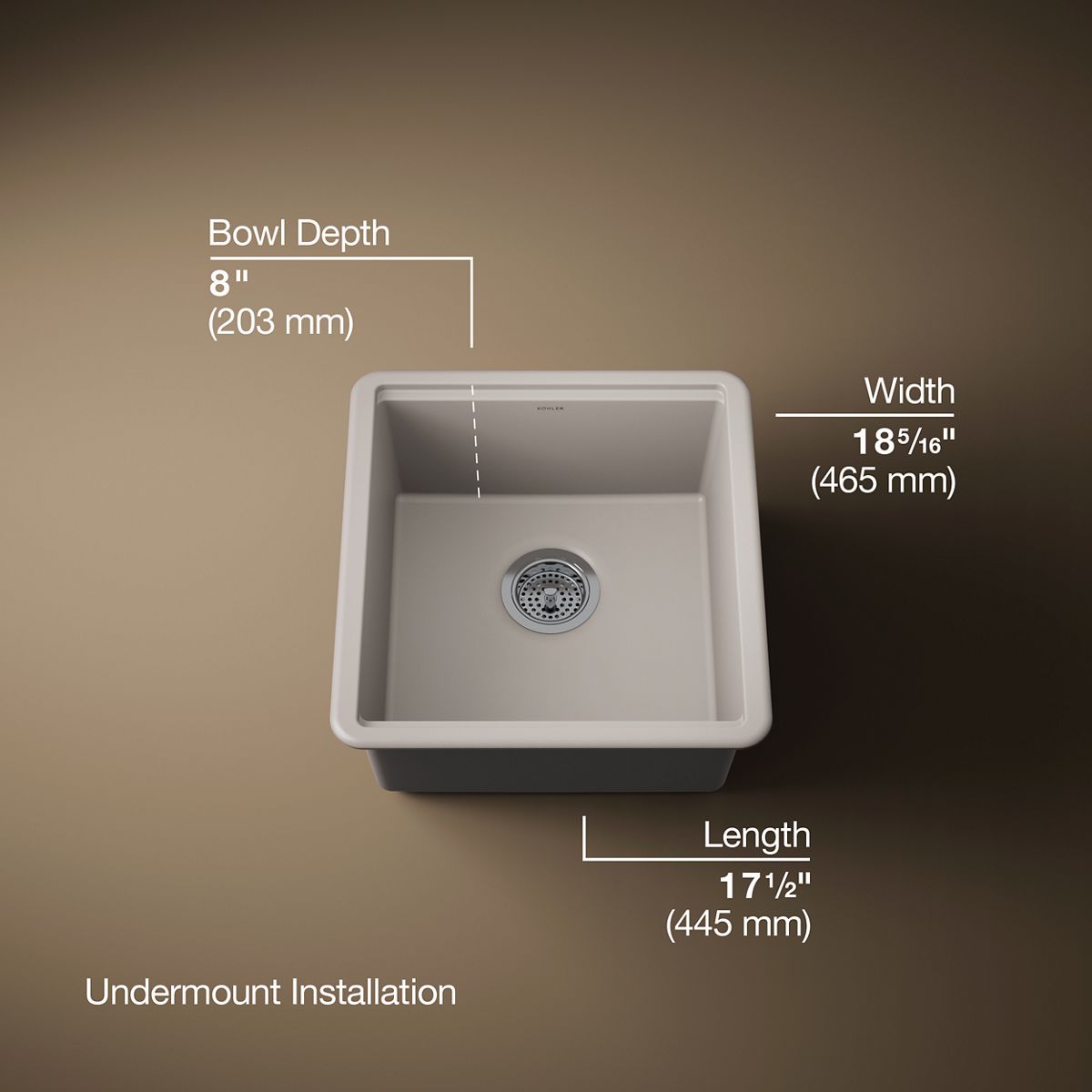 3/4 view of product with dimensions