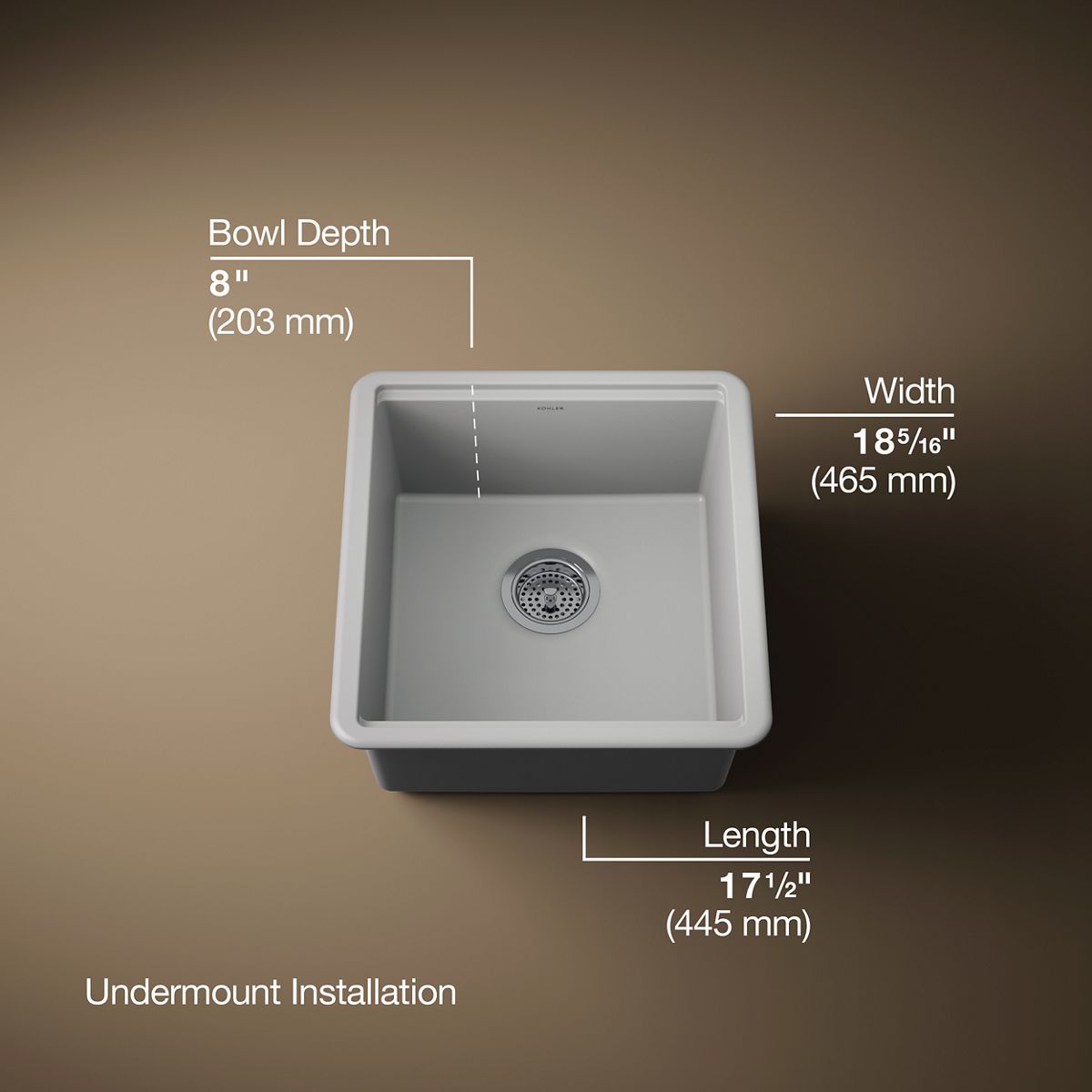 3/4 view of product with dimensions