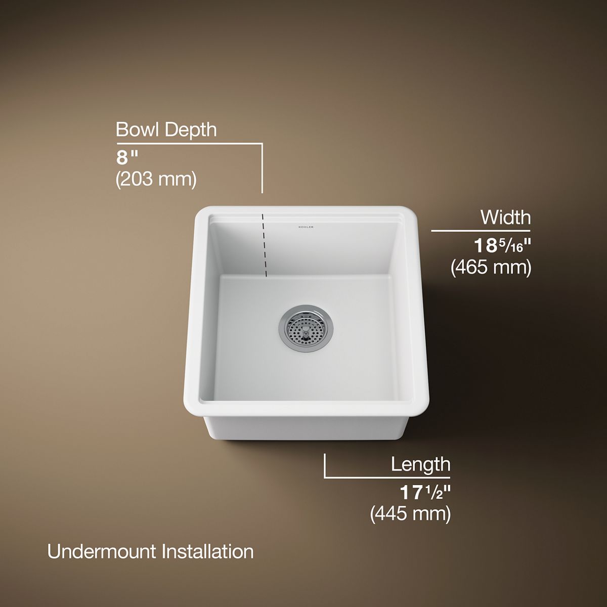 3/4 view of product with dimensions