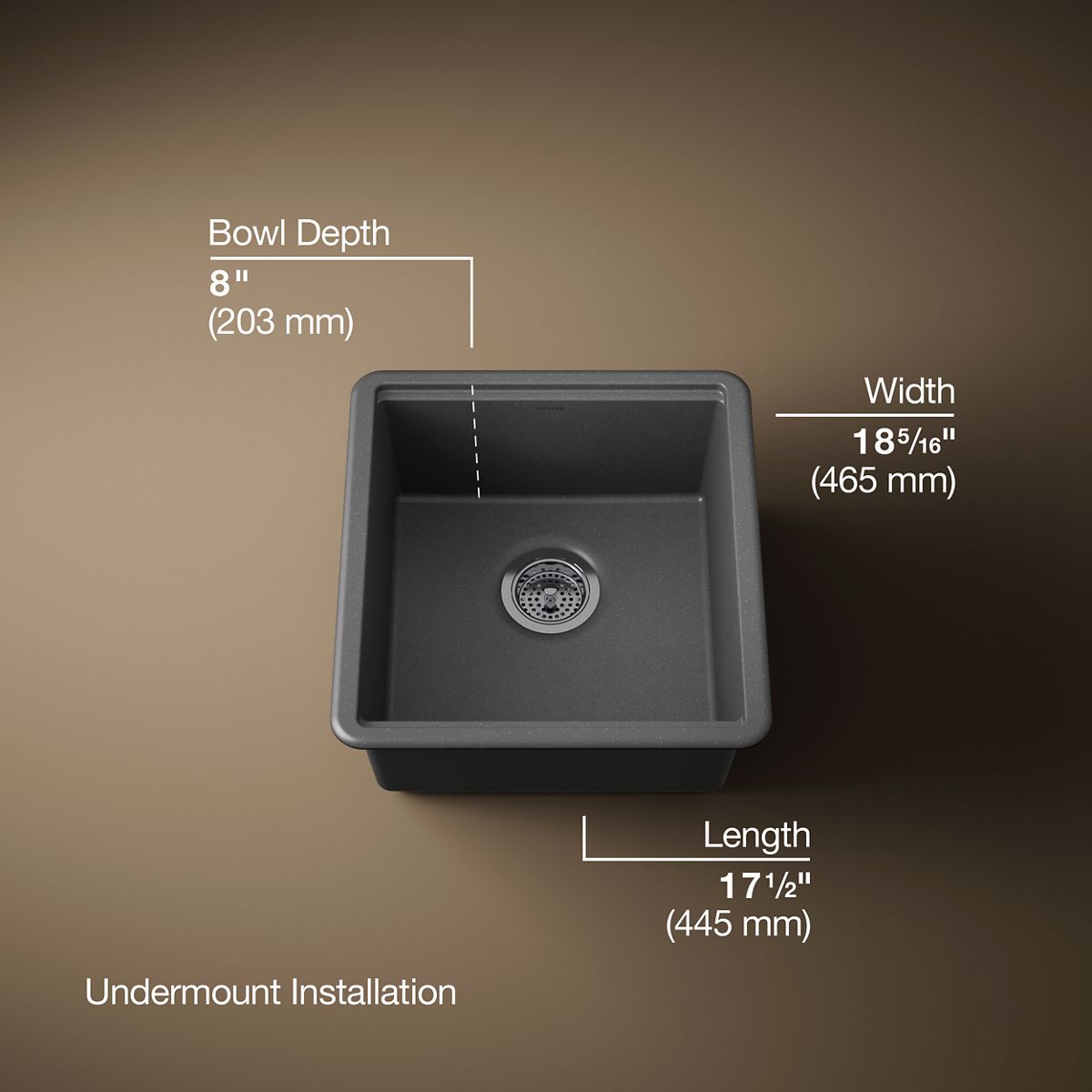 3/4 view of product with dimensions