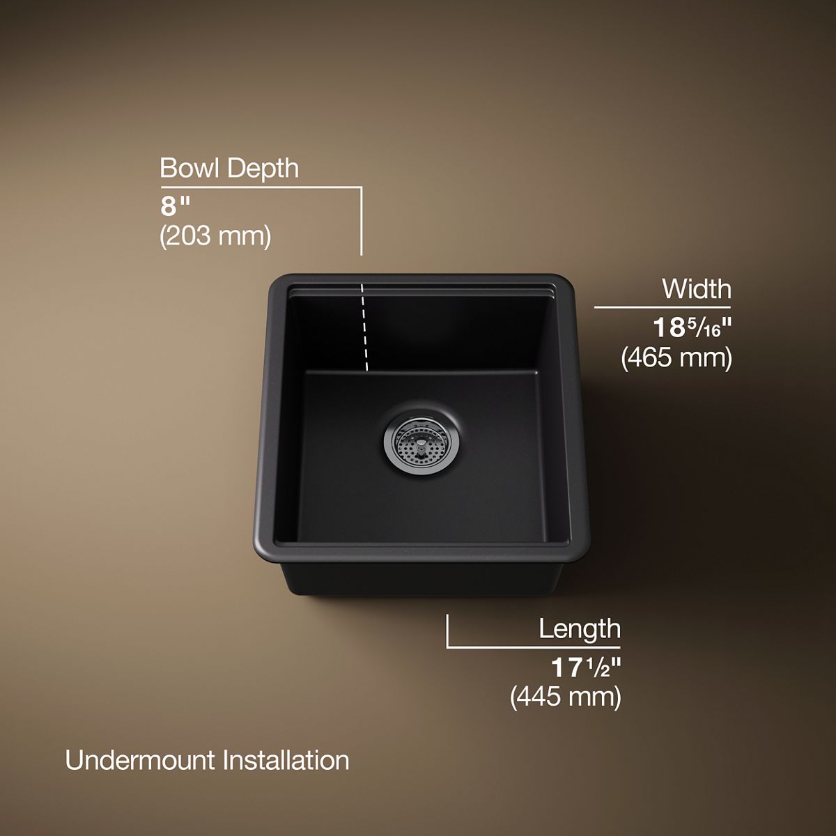 3/4 view of product with dimensions