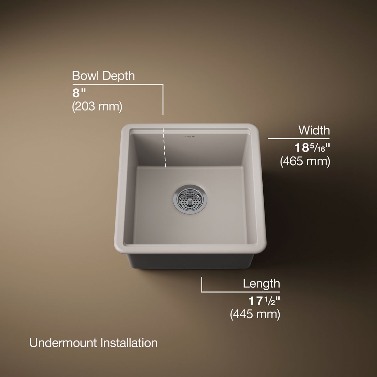 3/4 view of product with dimensions