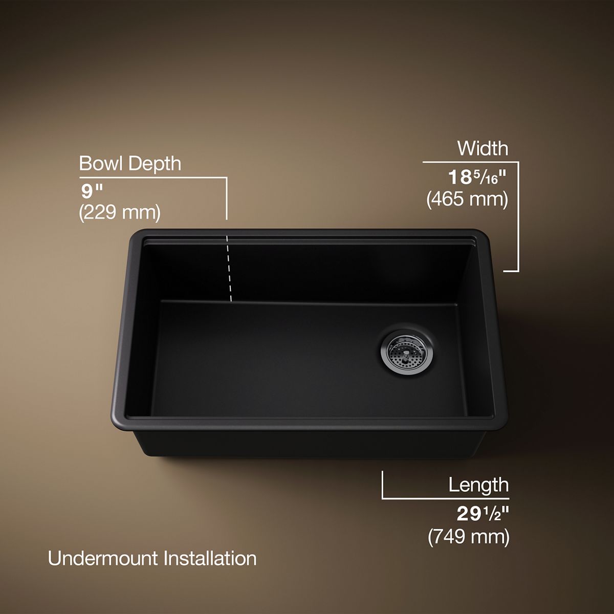 3/4 view of product with dimensions