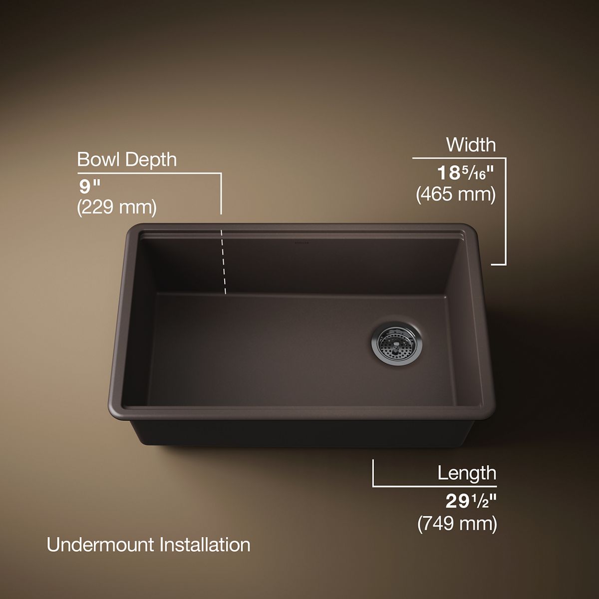 3/4 view of product with dimensions