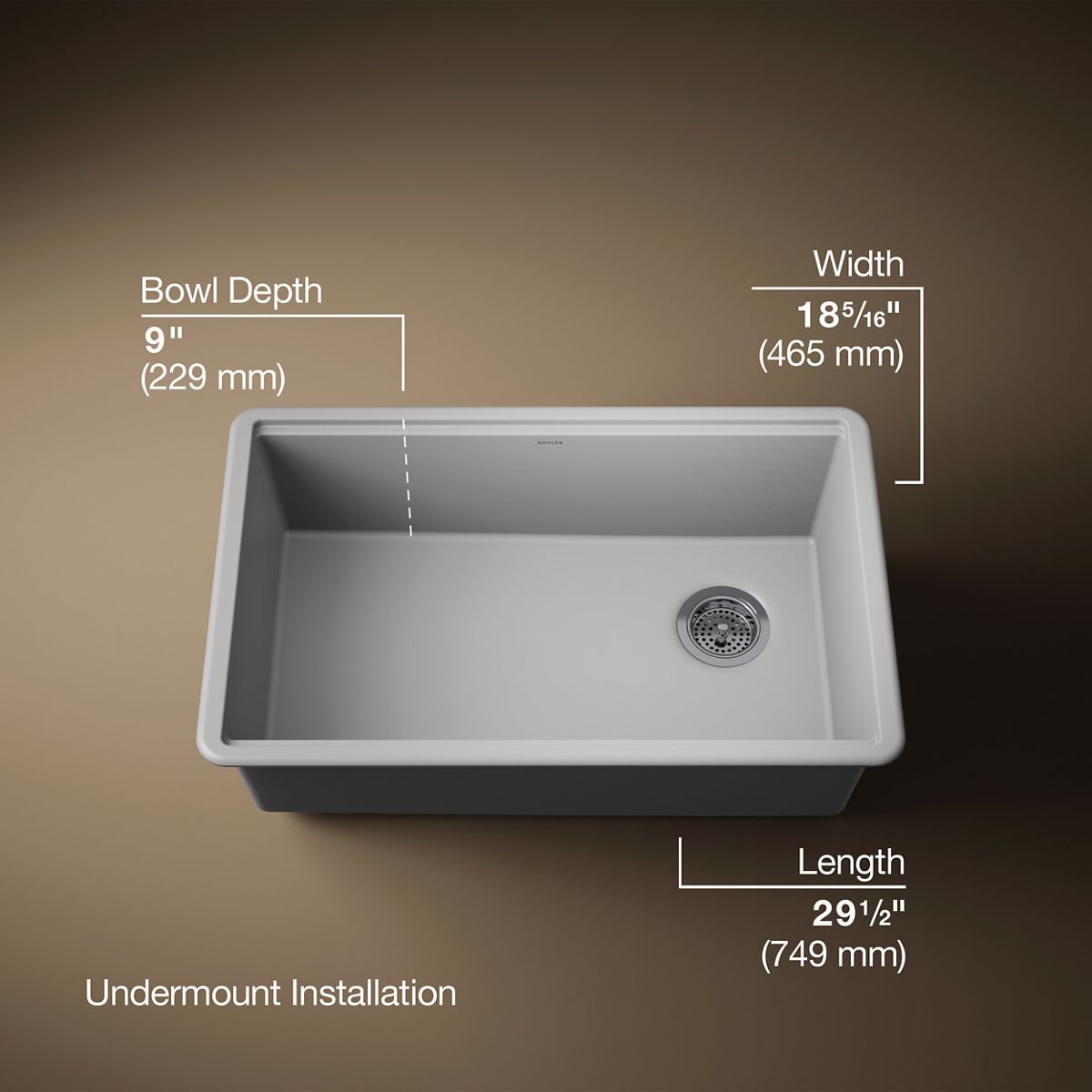 3/4 view of product with dimensions