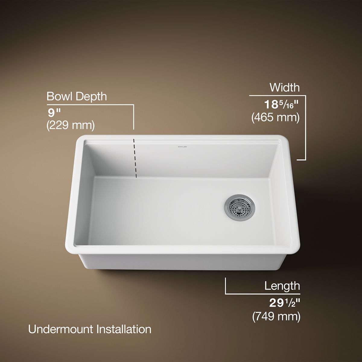3/4 view of product with dimensions