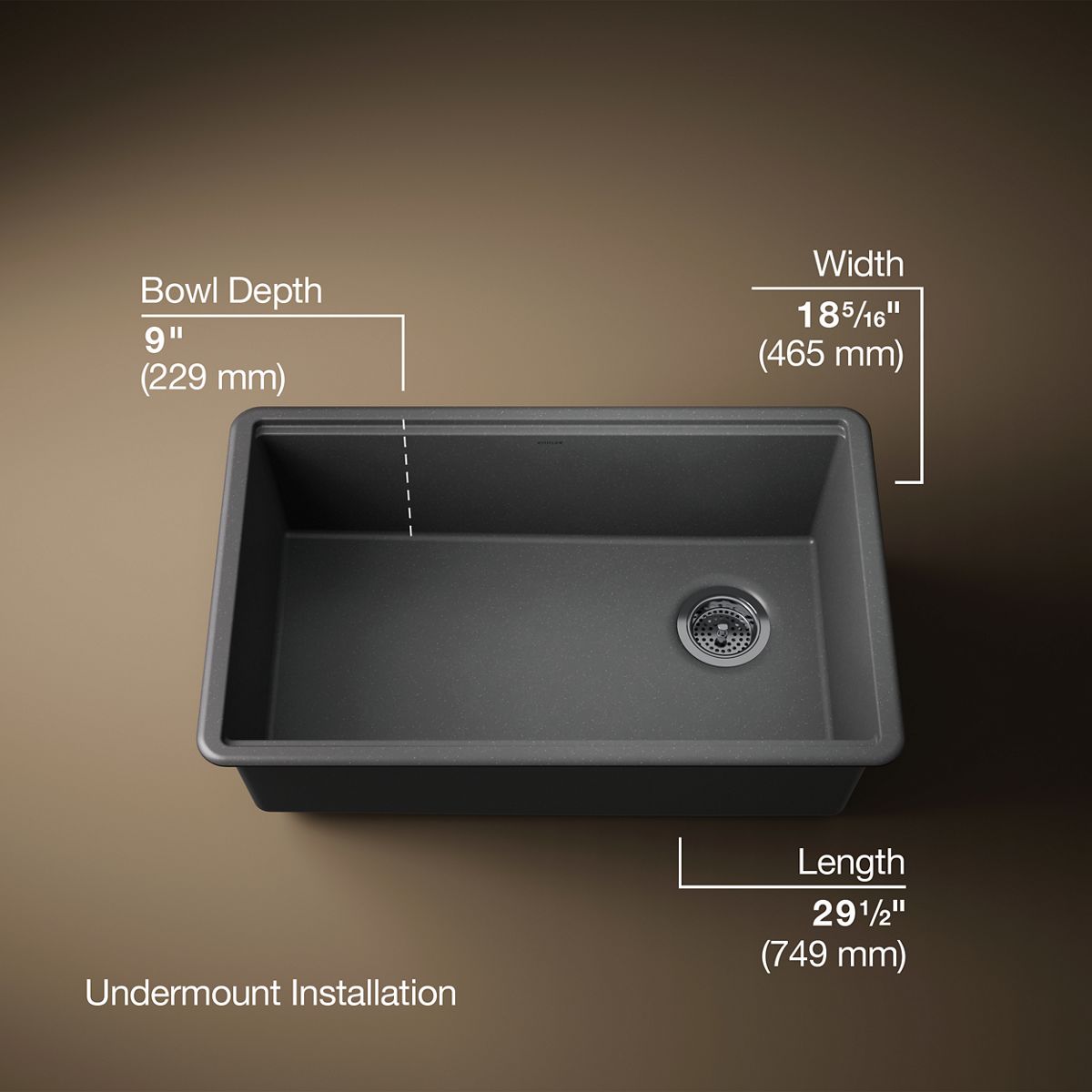3/4 view of product with dimensions