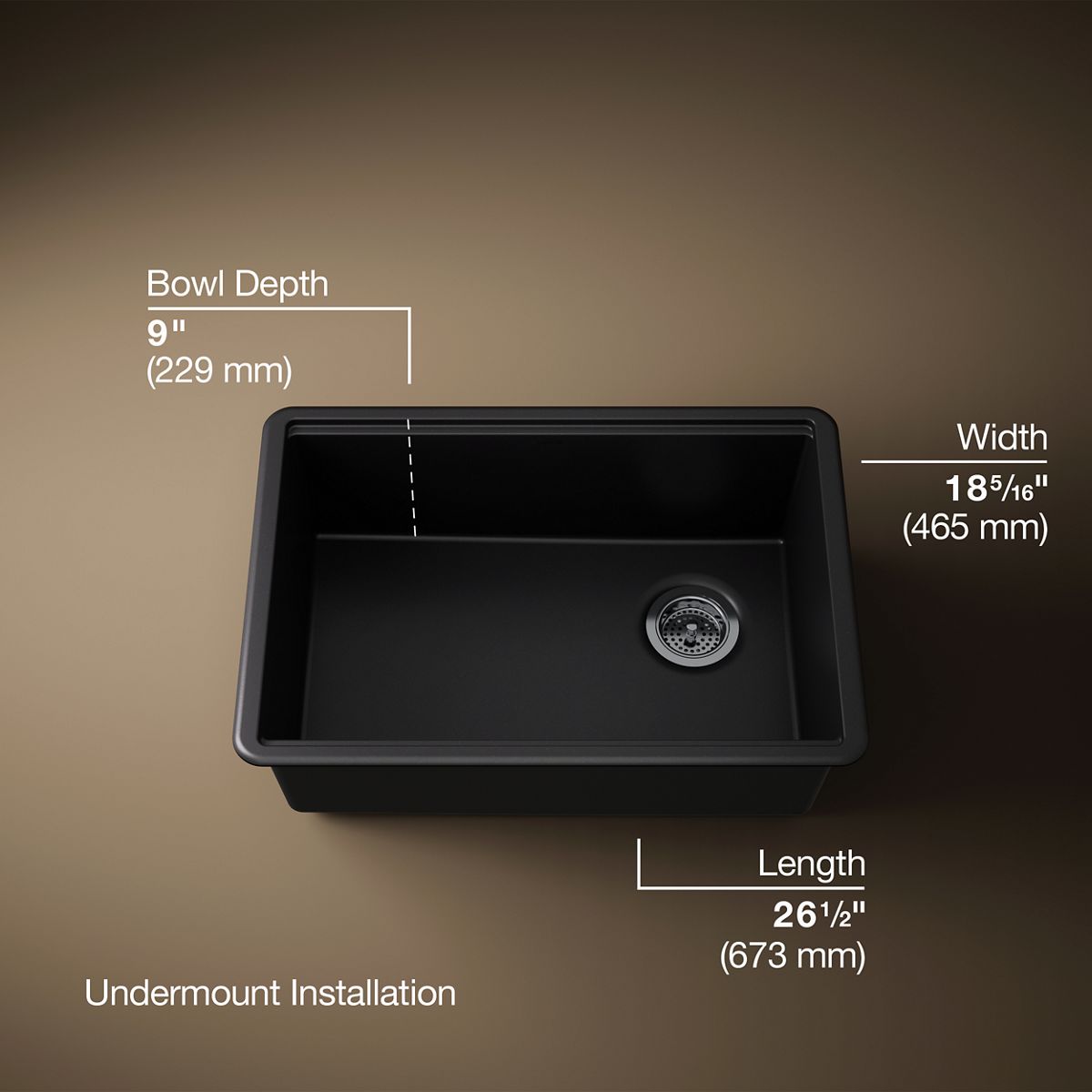 3/4 view of product with dimensions