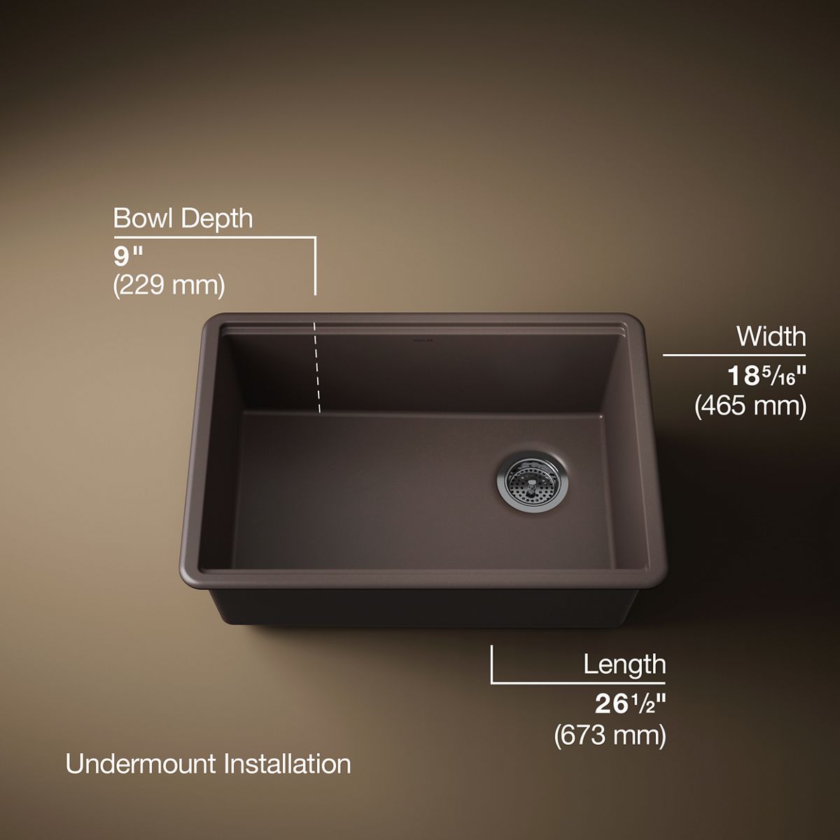 3/4 view of product with dimensions