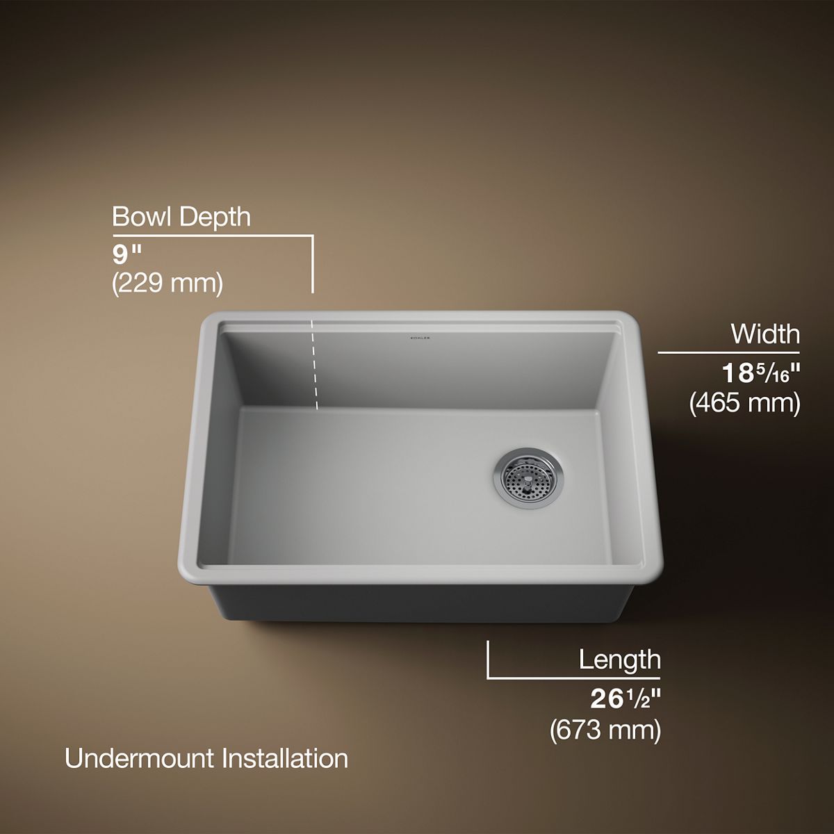 3/4 view of product with dimensions