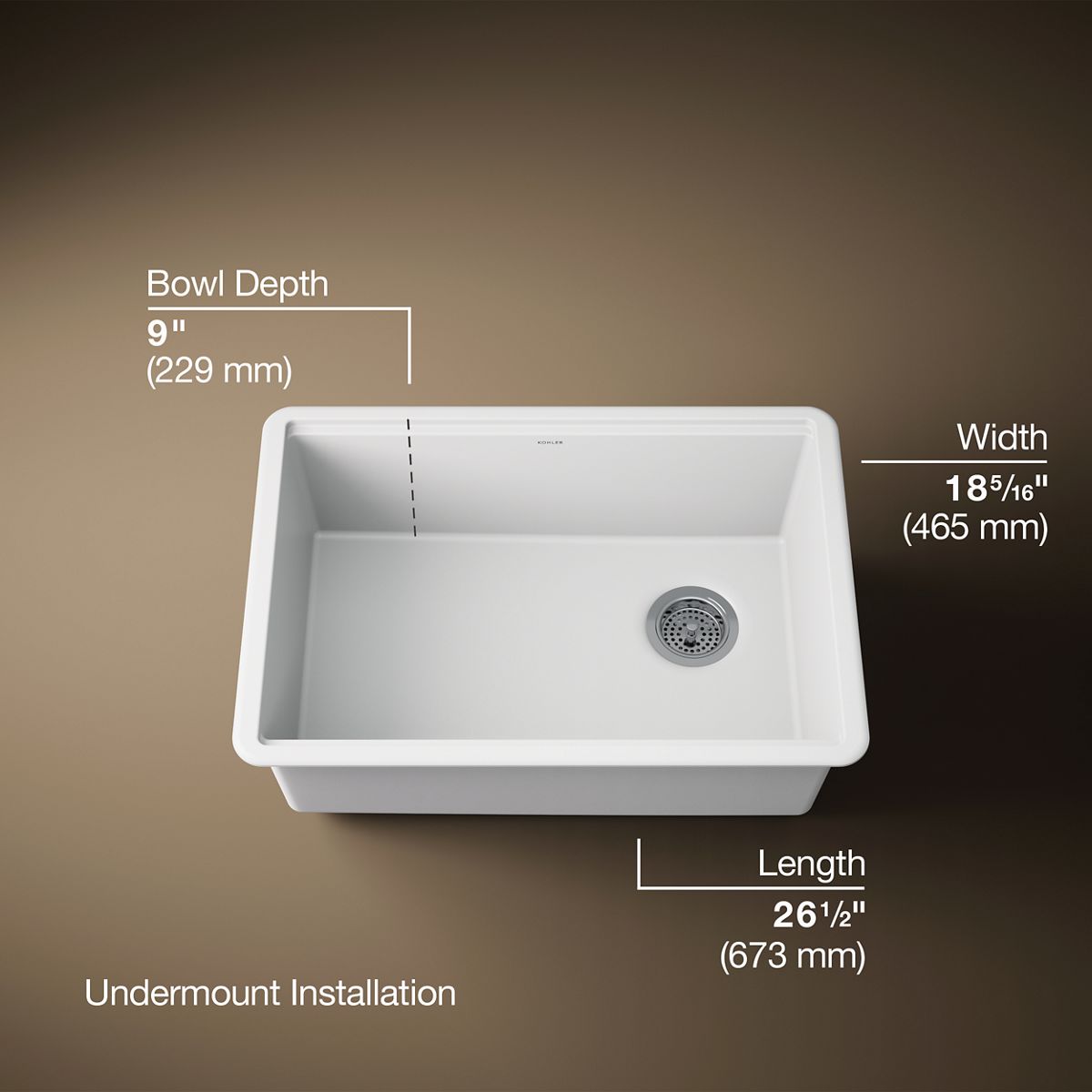 3/4 view of product with dimensions
