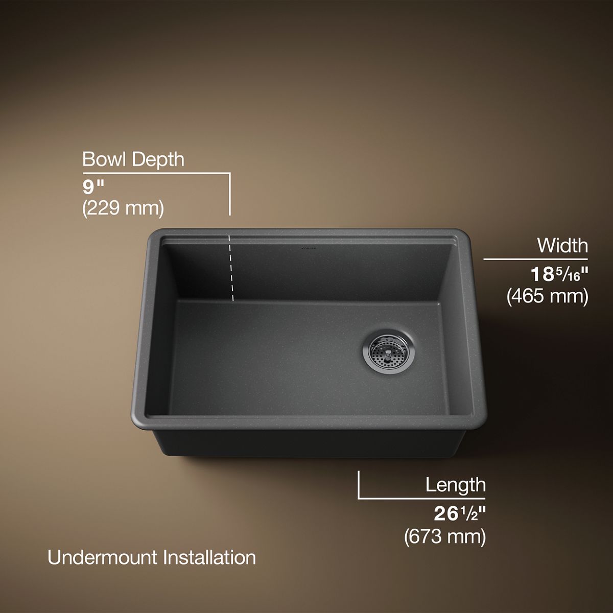 3/4 view of product with dimensions