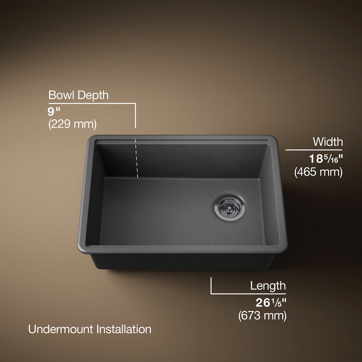 3/4 view of product with dimensions