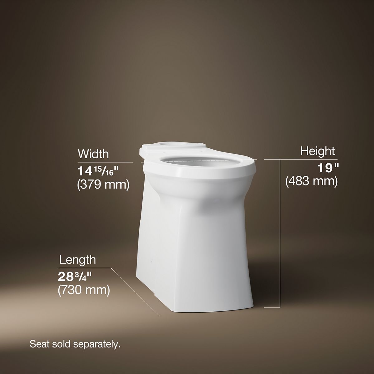 3/4 view of product with dimensions