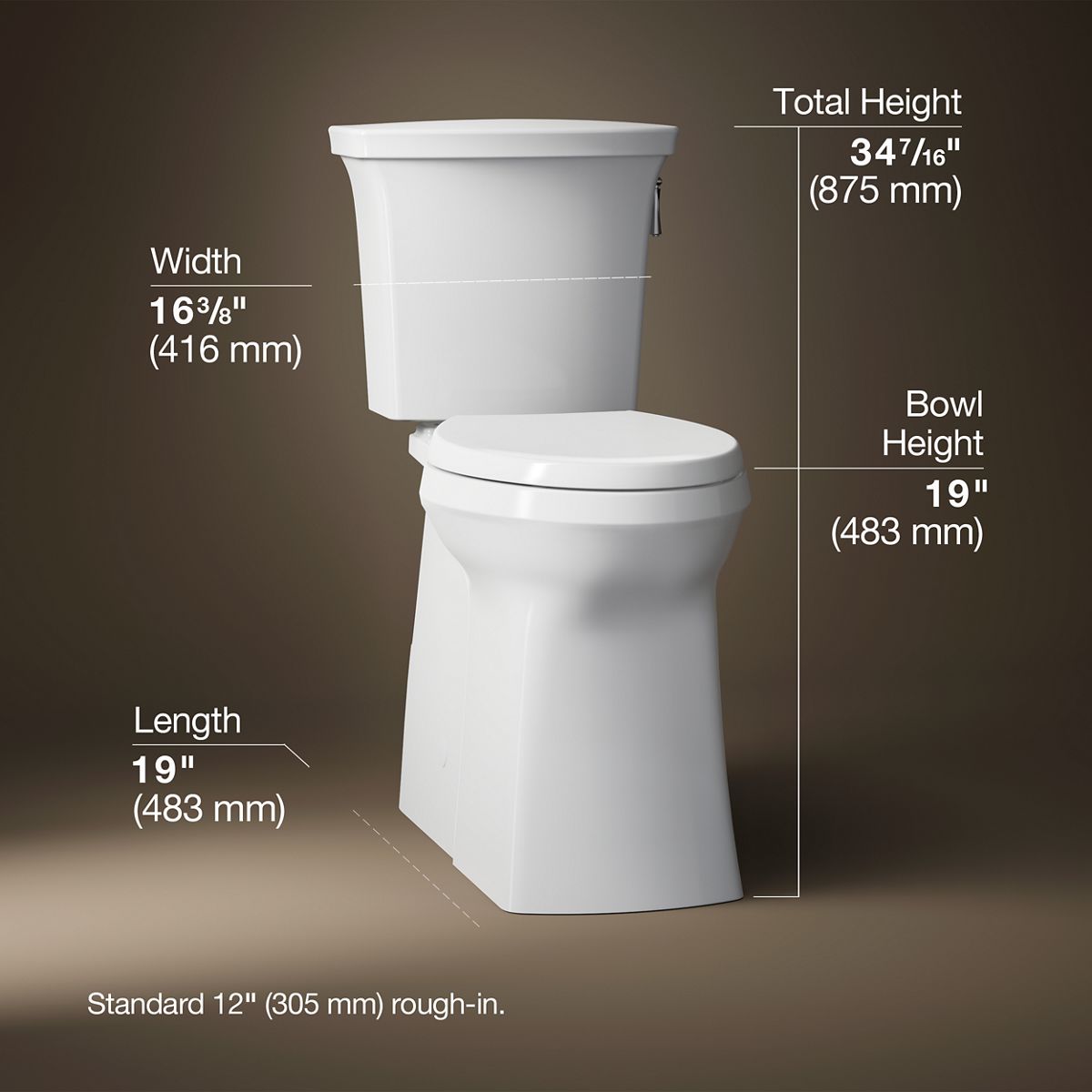 3/4 view of product with dimensions