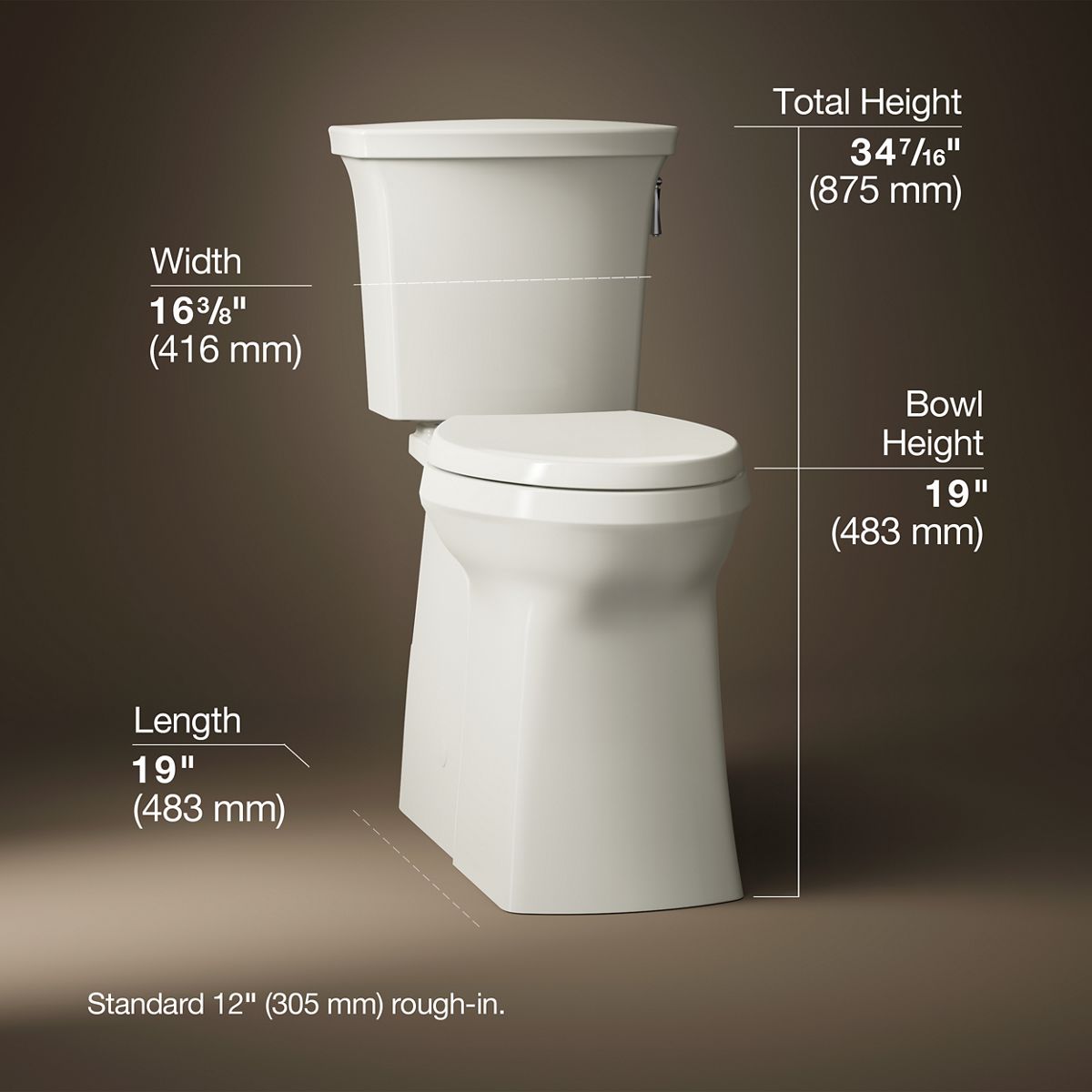 3/4 view of product with dimensions
