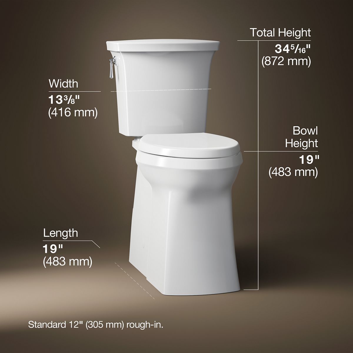 3/4 view of product with dimensions
