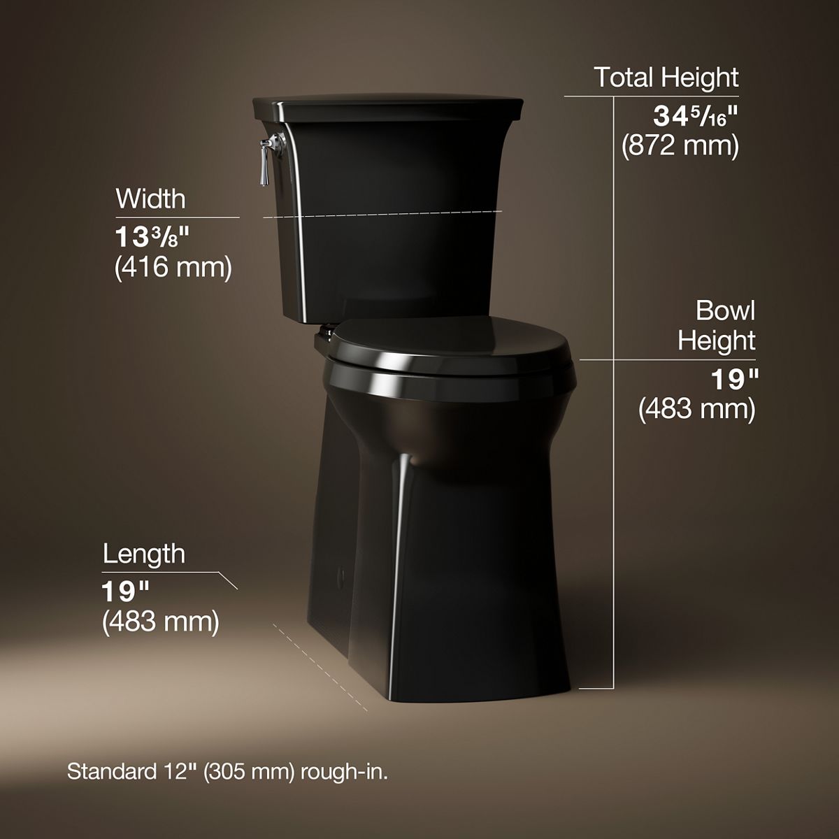 3/4 view of product with dimensions