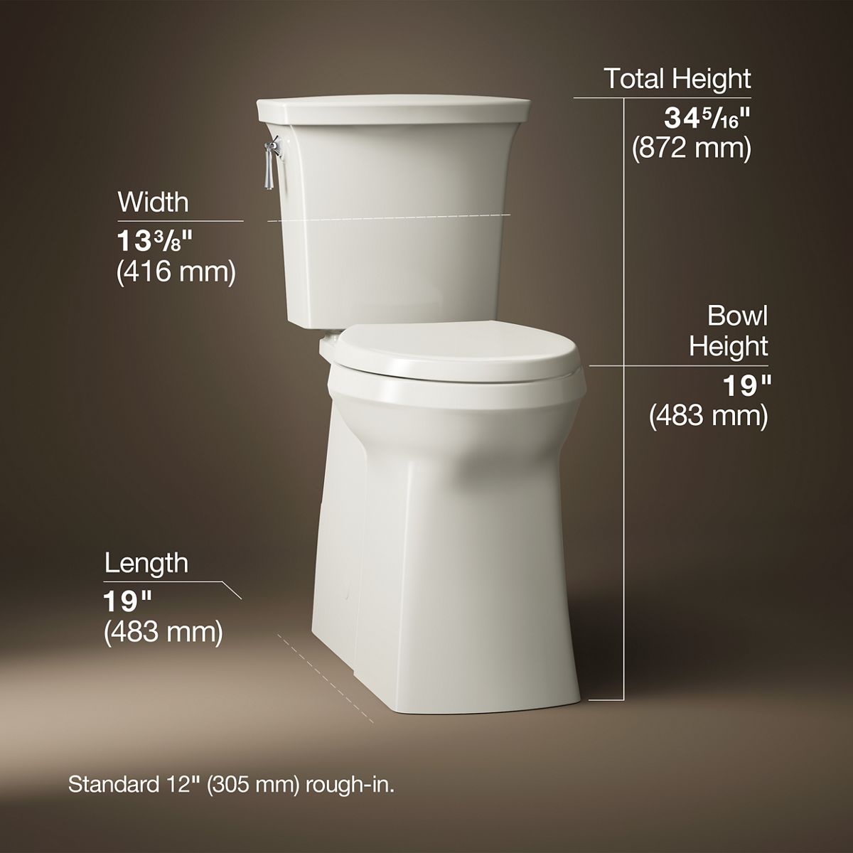 3/4 view of product with dimensions
