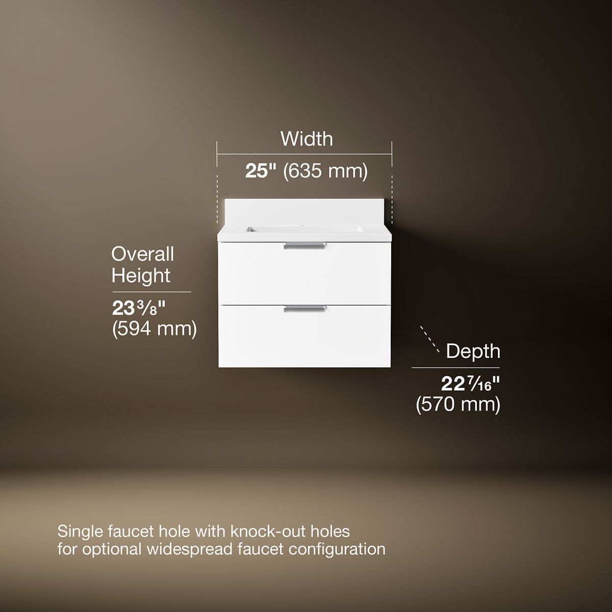 3/4 view of product with dimensions