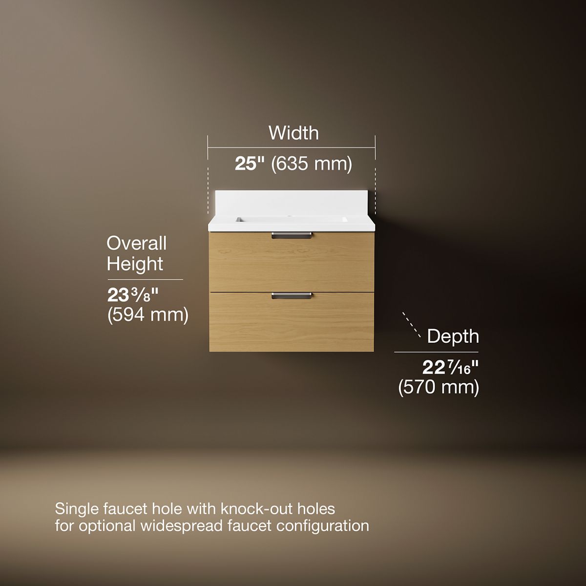 3/4 view of product with dimensions