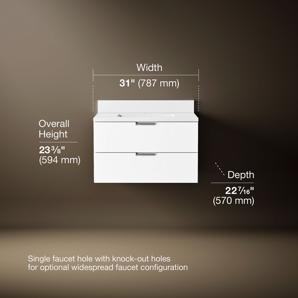 3/4 view of product with dimensions
