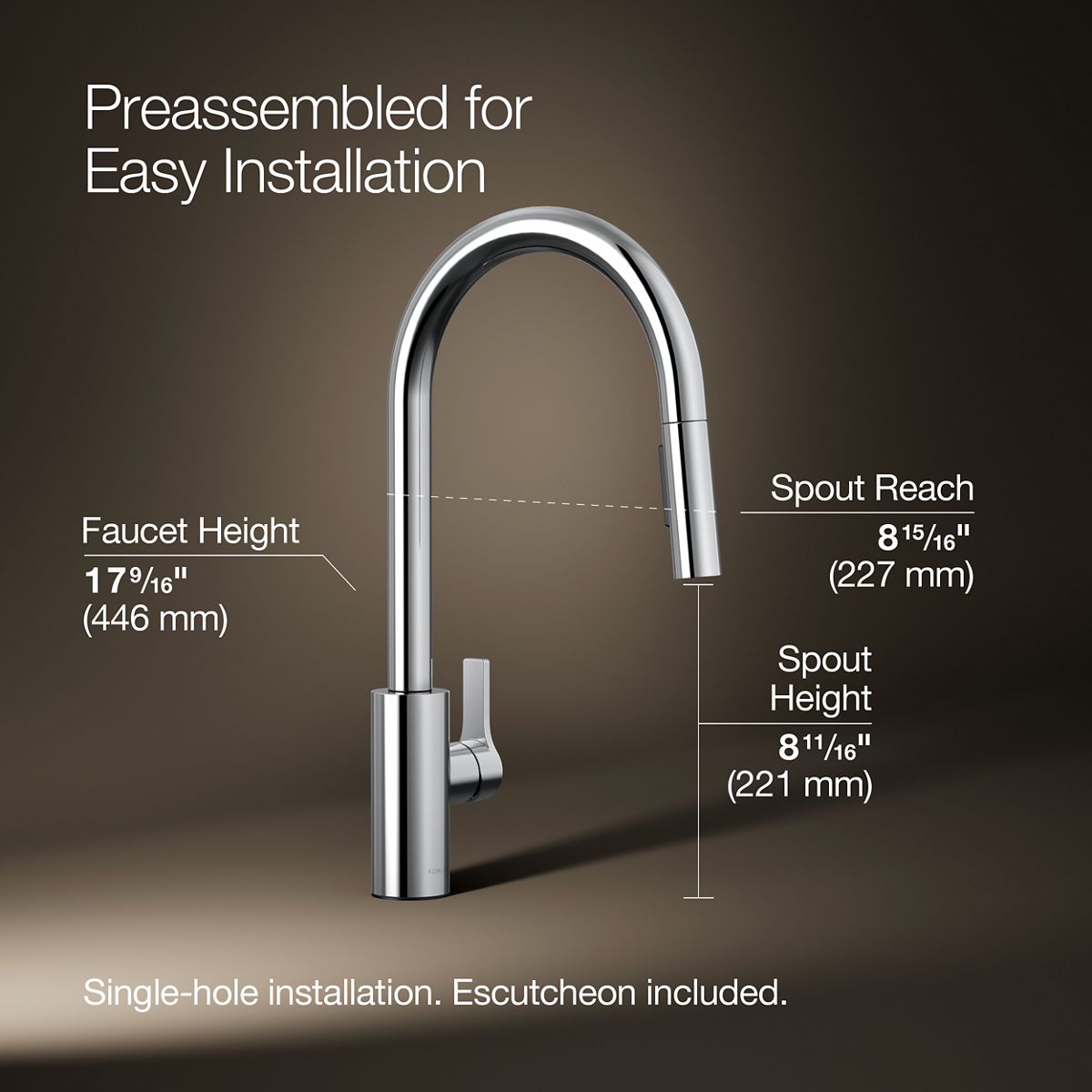 3/4 view of product with dimensions