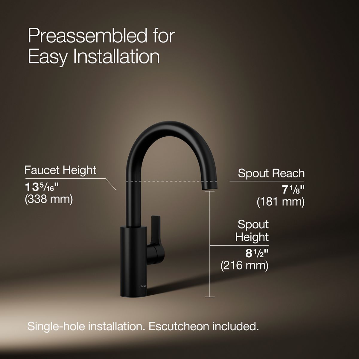 3/4 view of product with dimensions