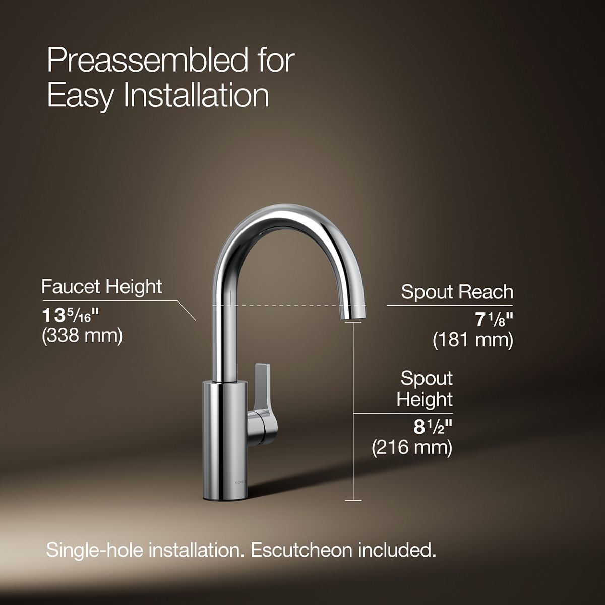 3/4 view of product with dimensions