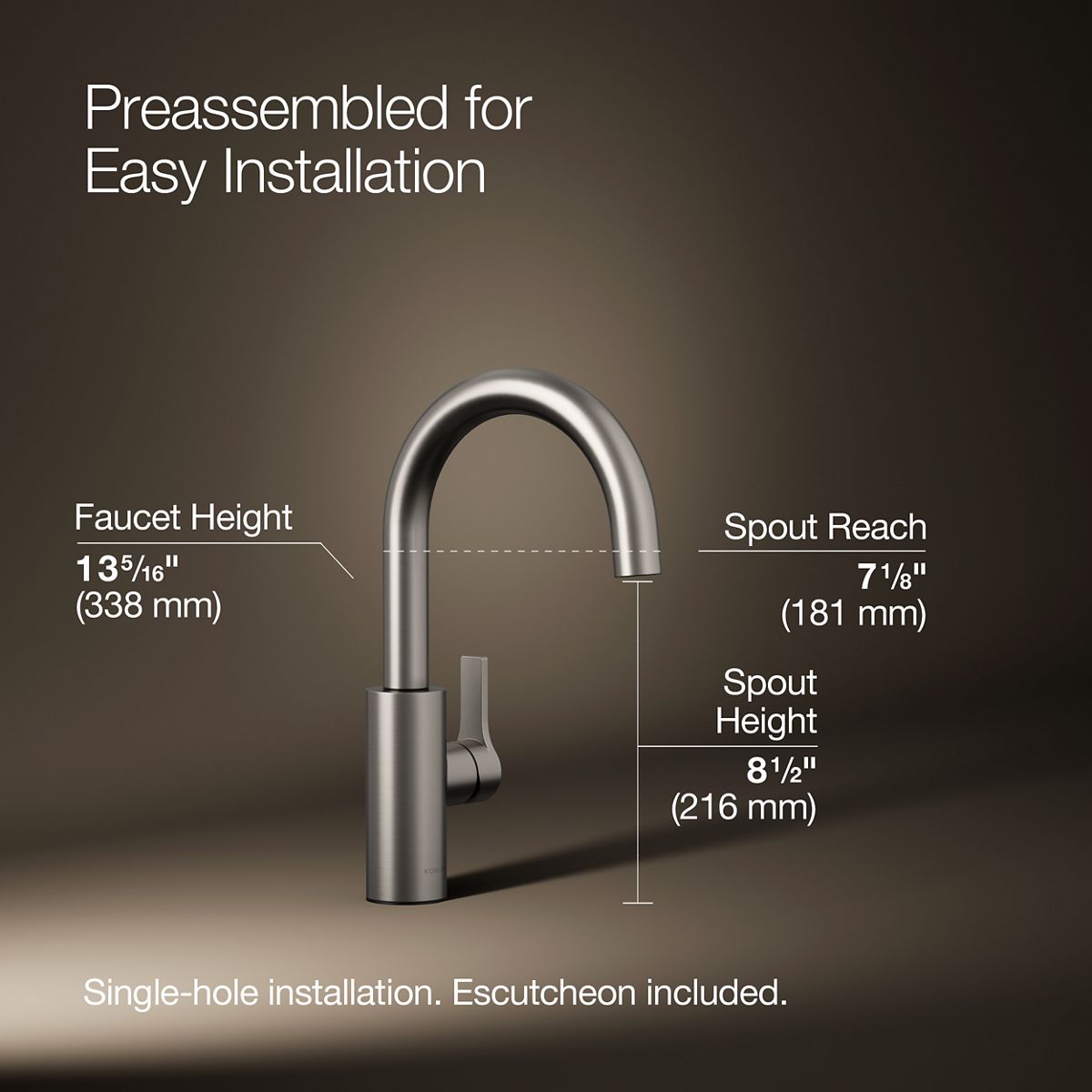 3/4 view of product with dimensions
