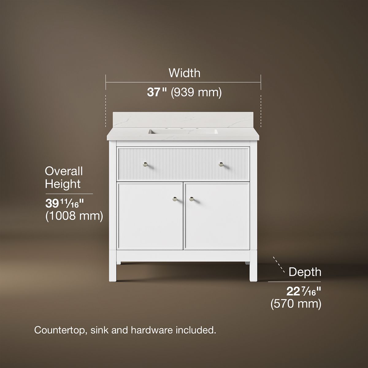 3/4 view of product with dimensions