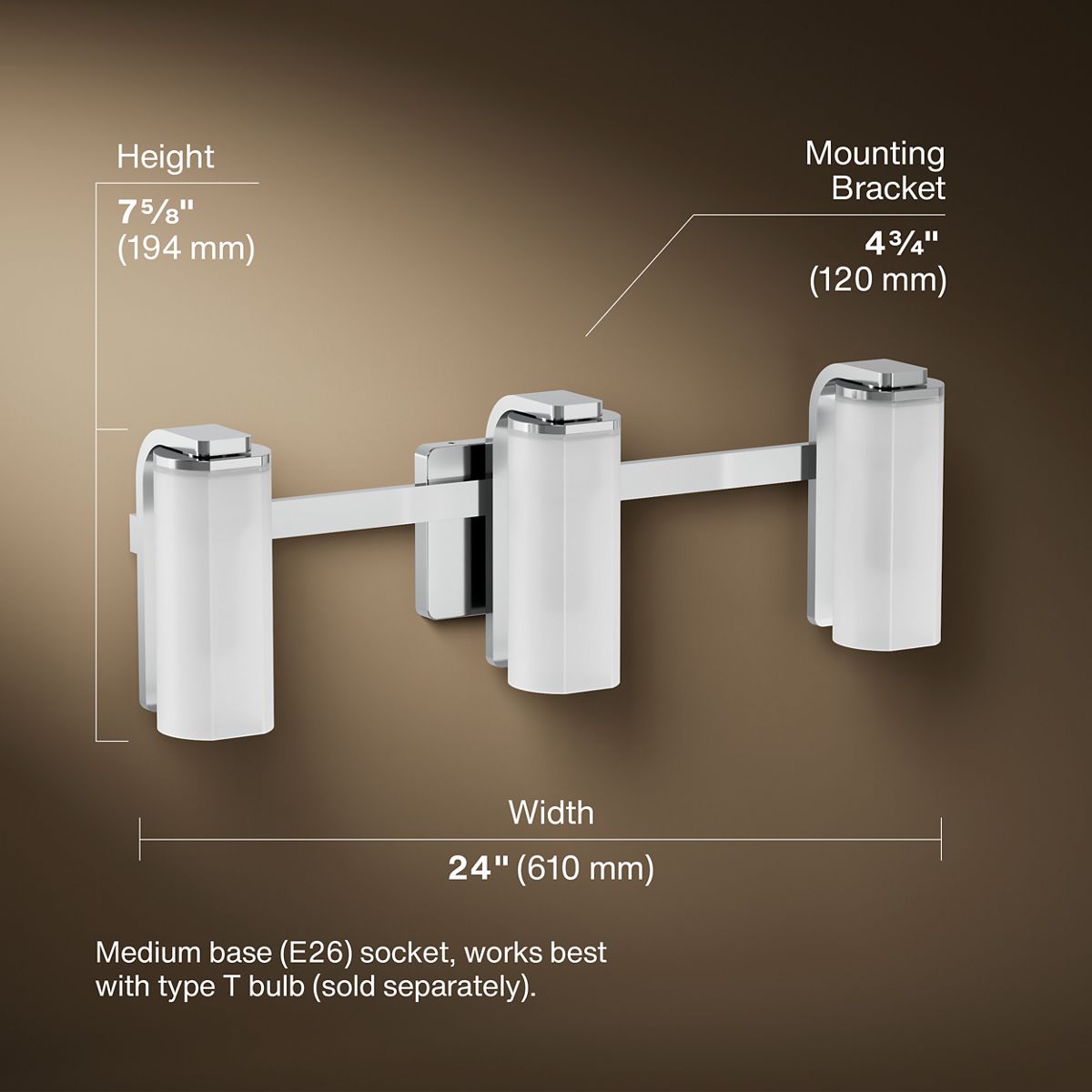 3/4 view of product with dimensions