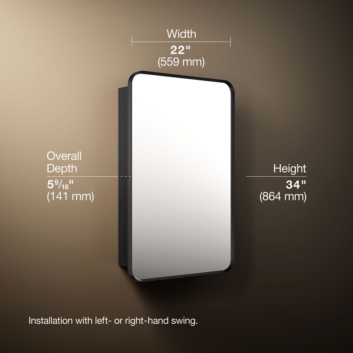 3/4 view of product with dimensions