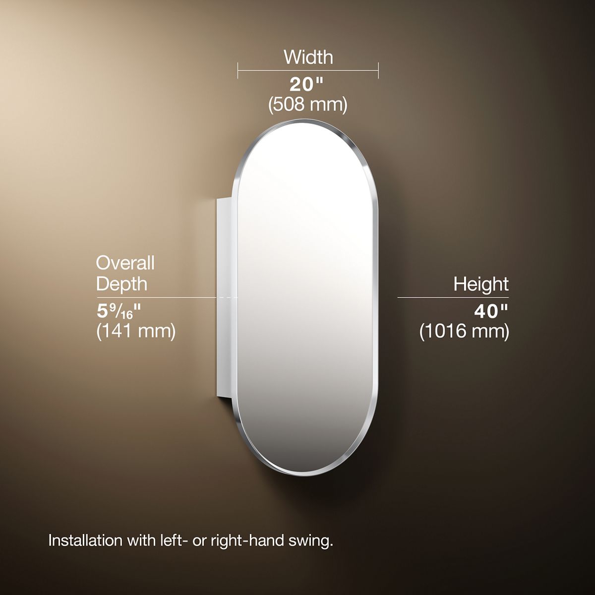3/4 view of product with dimensions